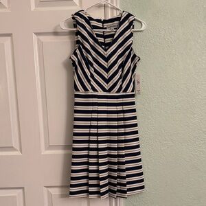 Shelby & Palmer Navy and White Chevron Midi Dress, 4P